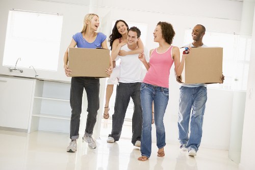 Office relocation items prepared for transport in West Hampstead