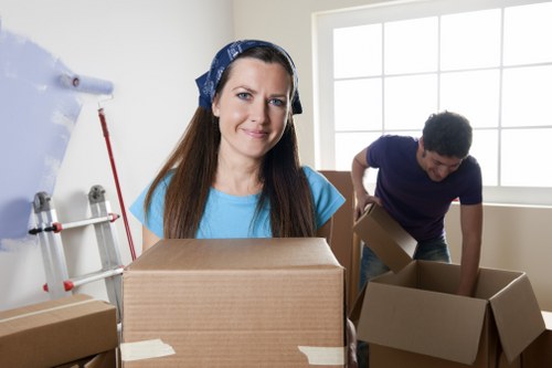 Packed boxes ready for a man and van removal service in West Hampstead