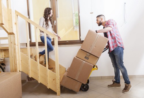 Packed boxes and furniture ready for a West Hampstead move