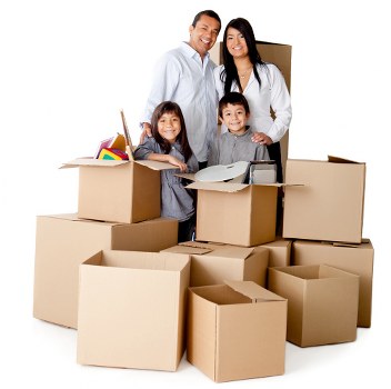 Office removal equipment and boxes prepared for a commercial move in West Hampstead
